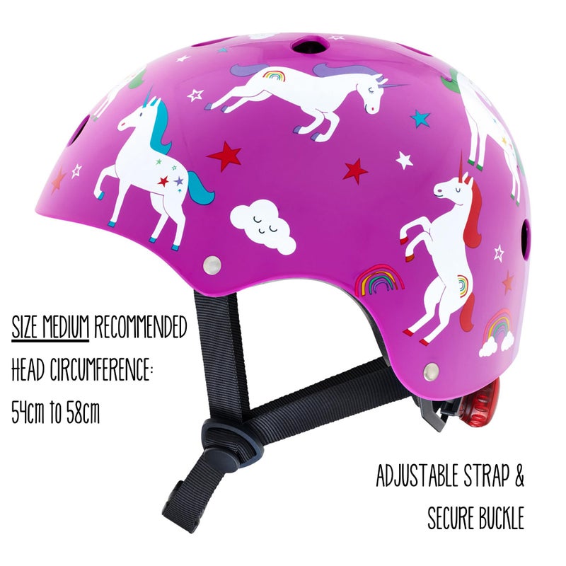 Hornit Mini Lids Kids Helmet. Fully-Adjustable Multi-Sport Hard Shell Helmet with Rear Safety Light, Medium, Unicorn - Image 4